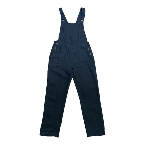 Lily Ashwell Black Linen Slim Overalls XS - Picture 2 of 5